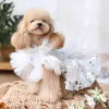 Dresses Fashion Handmade Dog Clothes Pet Items Princess Dress Dreamy Light Blue Tulle Lace Chameleon Sequin Skirt More Layers One Piece