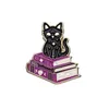 Кошки -кошки эмалевые контакты Custom Black Kitten Book Book Magic Gotion Brooches Значки лацка