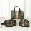 Hot Selling Mesh Handbag Wash Makeup Travel Storage Bag Transparent Bath And Swim Bag Mesh Breathable Three-piece Set