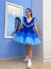 Sukienki swobodne mody mody kolorowe niebieskie kobiety warstwowy tiul a-line krótka dziewczyna sukienka imprezowa v-dół ruched tutu maxi