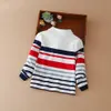 Shirt per ragazzi Polo di alta qualità di cotone Spring Autumn Autumn Long Stripe Righited Top Top Bids Casual Brancabile 240425 240425