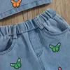 Clothing Sets 2Pcs Kid Girls Summer Outfits Sleeveless Butterfly Embroidery Cami Tops Jeans Set