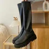 Boots Punk Style Femmes Big Taille 35-43 Sexy Over the Knee Ladies Winter Shoes Plateforme Mid Heel High High Black