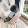 Vêtements pour chiens couleurs solides veste en dentelle à manches à manches pour animaux de compagnie Bikini Pomeranian Bo à nœud papillon Costume d'été chiot