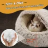 Tappetini nuovo letto per animali domestici per gatti cani da sonno profondo comfort rotondo cuscino letto con copertura ara morbido long lussureggiante gallietto impermeabile per gatti da cucciolo