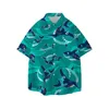 Mäns avslappnade skjortor Jumeast Ocean Fish Men Hawaiian Shirt Seascape Graphic Aloha Shirts Unisex Baggy Beach Blus Shark Youth Clothing Harajuku Topps 240424