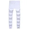 Heren jeans heren mode traan elastische strakke jeans broek heren vernietigd vaste simfit jogging potlood denim pantsL2404