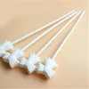 Decoração de festa 10pcs White Bowknot Balloon Sticks Sticks Automatic TowBar com clipe de snap