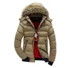 Hurtownia- moda męska futra z kapturem w dół Parka Slim Fit grube ciepłe kurtki zimowe dla mężczyzn rozmiar M-XXXL Casual Puffer Płaszcze z kapturem Q2558/