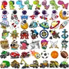 Tattoo -overdracht 50 PCS 3D Cartoon Tijdelijke tatoeages voor kinderen Volwassenen Party Fake Tattoo Dinosaur Space Pirate Construction Car Flash Tatoos Small 240427