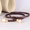 Ceintures Pearl Thin Belt Women's Veille en cuir authentique Décoration élastique de boucle simple assortie avec des robes en gros