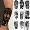 Transfert de tatouage Forest Animal Tatouages temporaires pour hommes Autocollants de tatouage de loup Tiger Skull Squelette Faux Tatouage pour femmes Arm Sleave 240427