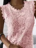 Summer Fashion Ladies Lace Jacquard Sleeveless Casual Women vintage T-Shirt S-5XL Floral Vest camisole Halter top 240415