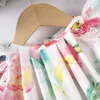 Girl's Dresses New Baby Girl Casual Flower Pattern Kids Summer Clothing Keyhole Dress Ruffle Trim Pleated Dress Cheap Direct SaleL2404