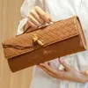 Venetas Leather Bag Clutch Bags Andiamo New Bottage 2024 Hardware Lock Backle Small Square High Grade Designer Shourdell Womens Woven UnderArm 70R7