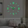 Horloges horloge européenne Diy Night Light Mute Digital Clock Creative Living Room Chadow No Punch Decorative Wall Sticker Clock