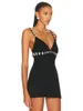 Casual Dresses Modphy Ladies Sparkling Diamond Crystal Spaghetti Strap Backless Design Celebrity Club Party Black Sexy Mini Bandage Dress