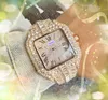 Tre Sfies Square Roman Simple Dial orologio da uomo Quarzo Core di batteria Orologio Shiny Starry Diamonds Ringi