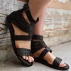 Casual schoenen dames sandalen gladiator kwaliteit pu lederen buckle riem zwart platform hoge bodem gotische designer flats hiel dames