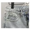 Zomerheren krabde gebroken denim shorts mannen Modemerk baard Splice stretch gescheurd korte jeans broek 240415