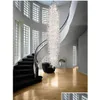 Kolye lambalar Çok uzun özel şeffaf renkli villa merdiven mühendislik projesi LED asma lamba 12 metre el üflemeli cam chand ot1t7