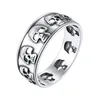 U7 925 Sterling Retro Vintage Silver Skulls Ring Multiple Head Skeleton Gothic Punk Unisex Jewelry Unisex Halloween Style 240424