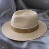 Breda brimhattar designer naturlig panama mjuk formad halm hatt sommar kvinnor/män strand sol mössa uv skydd fedora födelsedagspresent