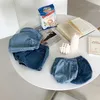 Shorts Summer Baby Clothes Solid Denim Infant Shorts Elastic Waist Bloomer Casual Clothing H240509