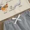 Kleidungssets Kleinkind Baby Boy Summer Shorts Outfit Set Cartoon Chick Print Kurzarm T-Shirt mit fester Farbe 2pc