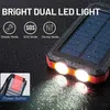 Cell Phone Power Banks Large capacity 200000mAh solar battery pack outdoor portable charger waterproof external battery dual USB charging LED lights 240424