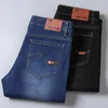 Jeans neri classici jeans gamba dritta largo pantaloni più taglia indossano comodi buio sottile per papà regalo 240423