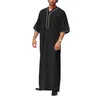 Ethnische Kleidung muslimische Männer lässig losen Jubba Thobe Arabische Dubai Malaysia Robe Middle Sleeve Button Hemd Kleid Abayas Islamische Männer