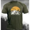 Herren T-Shirts Herren T-Shirt Mountain Muster 3D-Druck Herren T-Shirt Lose Shirt Fashion Top Sport T-Shirt Street Casual Clothing J240426