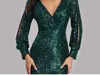 Sukienki z pasa startowego Plus-size Długoczepnięte w dekolcie z dekoltem w dekolcie Sukienka wieczorowa dla kobiet Prom Formal Dress Woman Elegant Grn Long Sukienka Y240426