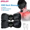 LCD Display EMS Neck Massage Electric Massager Cervical Back Patch 6 Mode Pulse Muscle Stimulator Portable Relief Pain 240425