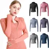 Chándal para mujer chaqueta de manga larga secado rápido ajustado ajustado de yoga para bajar de peso fitness corriendo yoga deportes cremallera collar chaqueta casual 240424