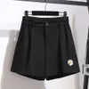 Women's Shorts 150kg plus size womens summer casual high waisted wide leg shorts 5XL 6XL 7XL 8XL 9XL thin A-line shorts blackL2404