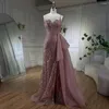 Party Dresses Serene Hill Sky Pink Spaghetti Strap Luxury Evening Gowns 2024 Mermaid Pärlade Elegant Overskirt för kvinnor LA72378