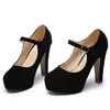 Elbise Ayakkabı 2024 Moda Stiletto Topuk Kadınlar Klasik Konforlu Pompalar Kemer Tokası Ofis Rahat zarif tıknaz yüksek topuklu ayakkabılar