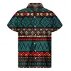Men's Casual Shirts Retro Mexico Aztec 3D Print Hawaiian Men Colorful Ethnic Totem Graphic Lapel Button Shirt Street Short Sleeves Blouse