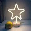 Lampy stołowe LED Neon Light Creative FivePointed Star Warm Lampa Dekoracja sztuki na urodziny w sypialni przyjęcie weselne