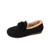 Casual Shoes Designer Style Woman Fur Loafers Winter Warm Plush Moccasins Ladies Elegant Furry Soft Sole Slip-On Flat