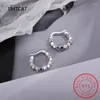 Boucles d'oreilles cerceaux réels S925 argent sterling petit géométrie lisse carrée margle perçage boucle d'oreille 925 Boucle d'oreille