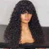 Perruques Jerry Curly Human Hair Wigs avec frange Brésilien Remy Curly Human Hair Wigs Fomen Full Machine Fabriqué sans dentelle Curly Fringe Wig