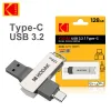 Drijft Kodak Dual OTG USB 3.1 Flash Drive 64 GB 128 GB 256 GB Type C Pendrive 2 In 1 USB3.1 USB C C PEN MEERMEE TICK U DISK Gratis verzending