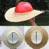 Basker brett stora grimmar sommarsolskyddsmedel Stråvävda strandhattar Labour Safety Helmets utomhusfjäder