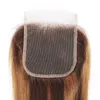 Brésiliens Human Hair P4 / 27 Couleur de piano vague de corps droit 4 * 4 FROSIRE DE LACE 12-26InCH PARTIE libre P4 27