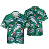 1We1 Casual shirts voor heren Harajuku Fashion Dolphin grafische shirts voor mannen Kleding Casual Hawaiiaans strandhemd Aloha Cartoon Ocean Animal Blouses Rapel Top 240424