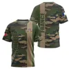 Camisetas táticas do exército francês CAMO Mens Assault Team Veteranos do Exército 3D Forças Especiais Camisa Tactical de mangas curtas Mens de vestuário 240426