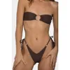 New Bikini Strapless Nylon Coffee Colored Bikini Swimsuit Swimsuit